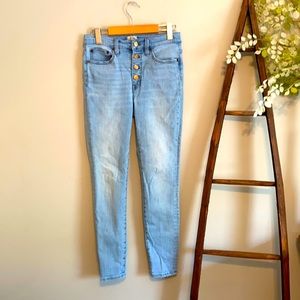 J Crew 9” high rise Toothpick jeans